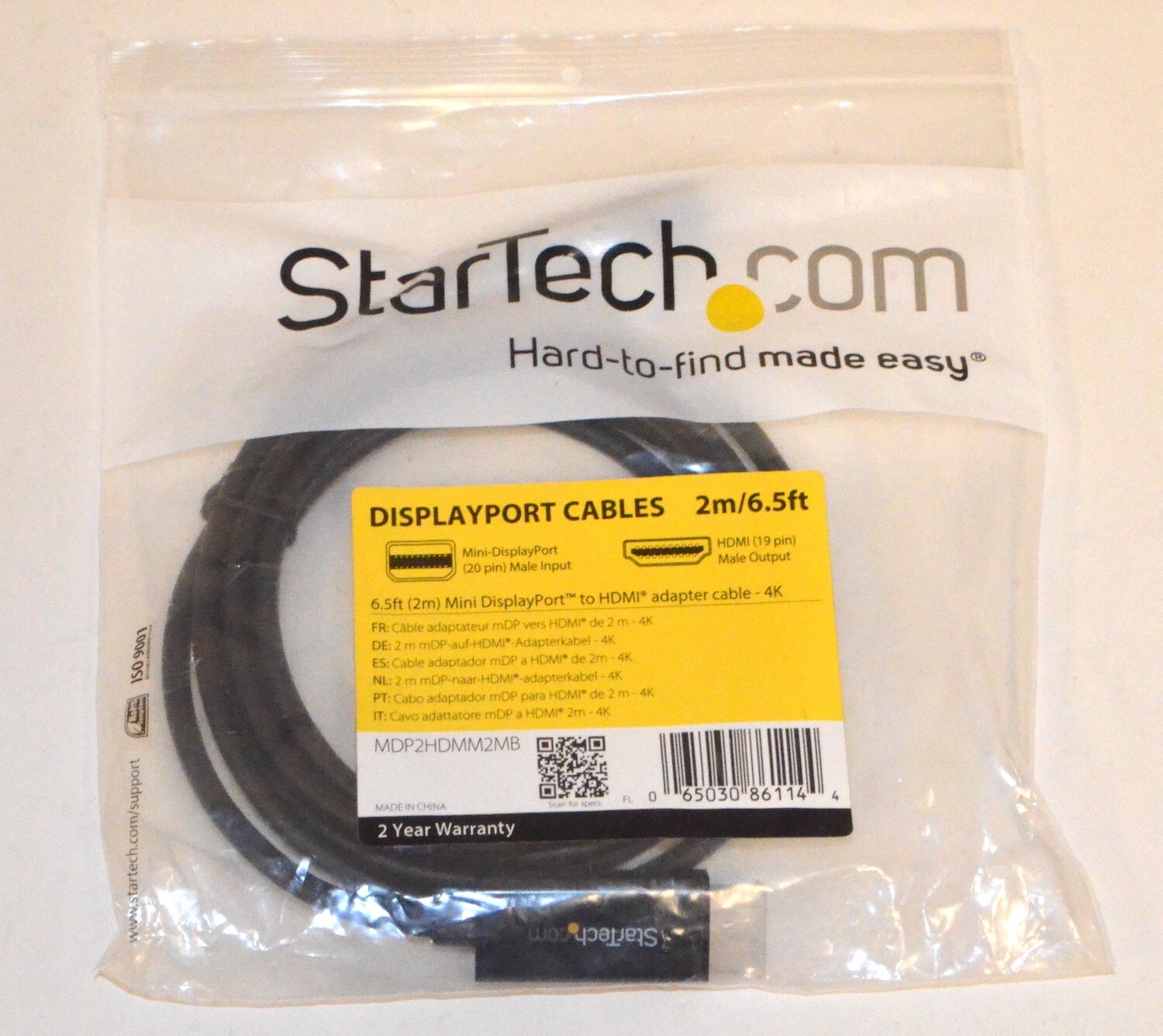 Startech 2m (6.5 ft) Mini Display Port - HDMI Cable *New* MDP2HDMM2MB