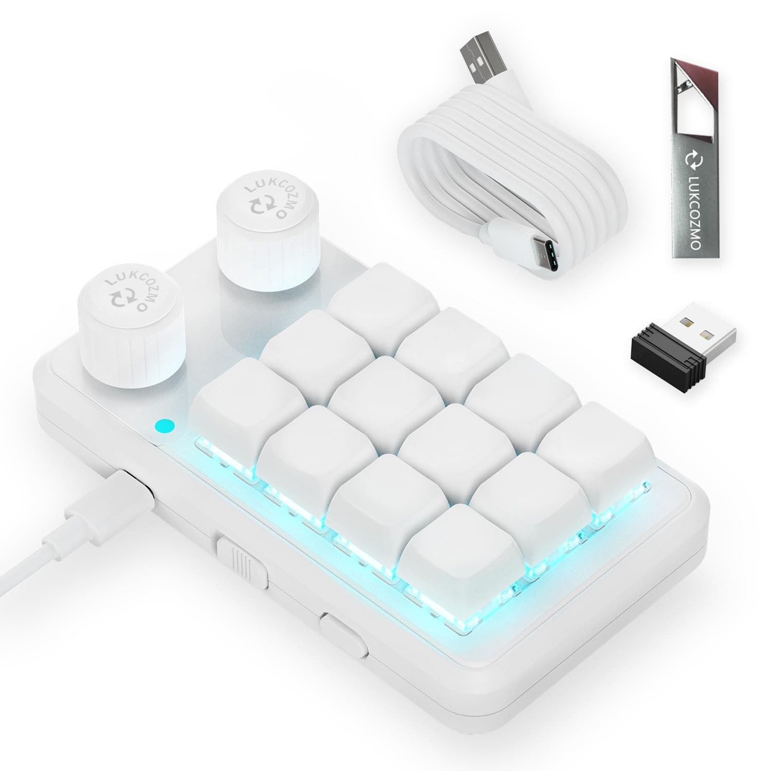 12-Key Macro Pad Programmable Mini Mechanical RGB OSU Knob Wireless Type-C