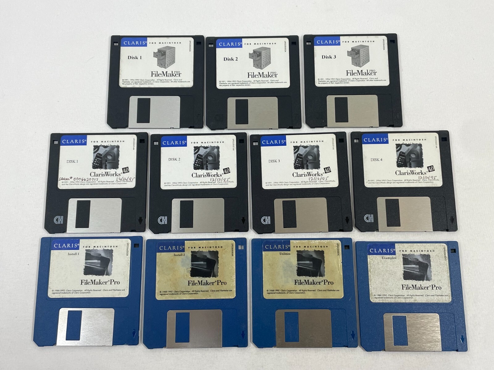 Vintage 1992 FileMaker Pro & ClarisWorks 4.0 3.5" Floppy Disk MAC Software Lot