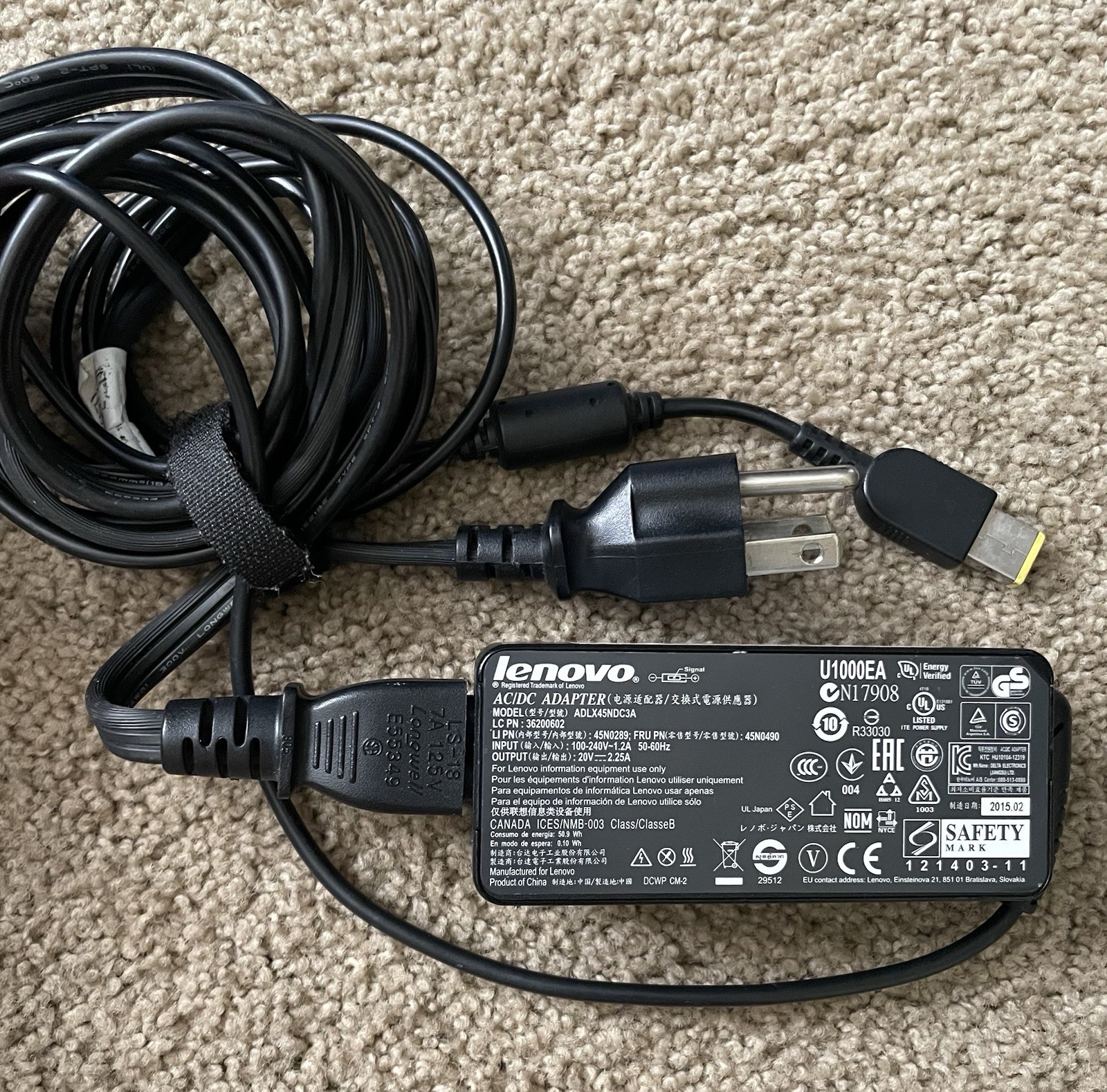 Lenovo Power Adapter Model ADLX45NDC3A Original 20v Laptop Cord Cable Charger