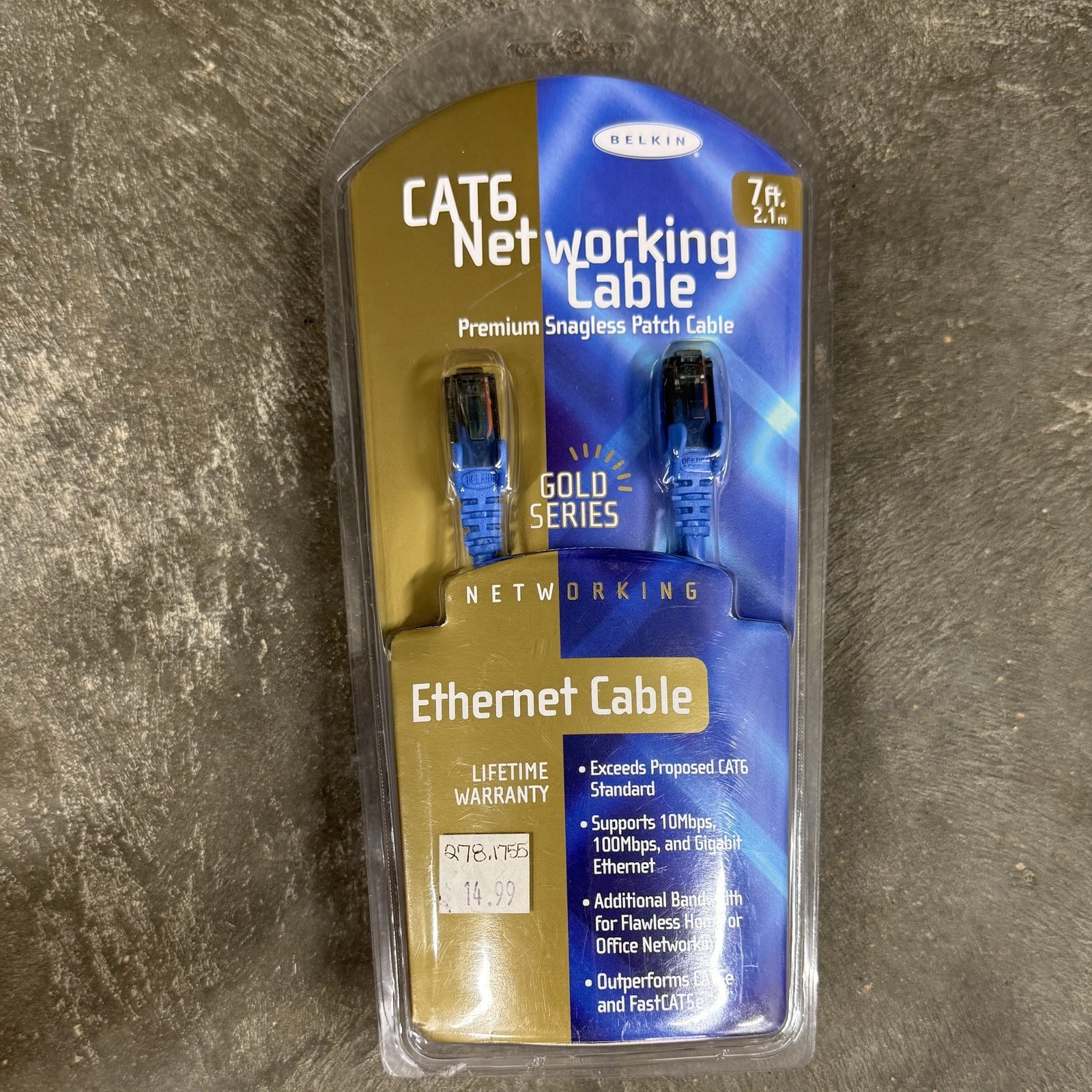 Belkin Gold Series LAN CAT6 Ethernet Network Patch Cable 7ft Snagless Sealed