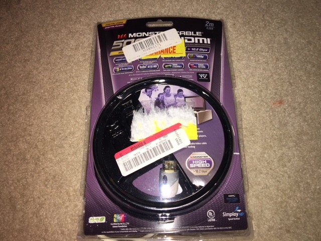 NEW MONSTER High Speed HDMI CABLE w/ ETHERNET- WHITE 2M Digital Audio Video Cord