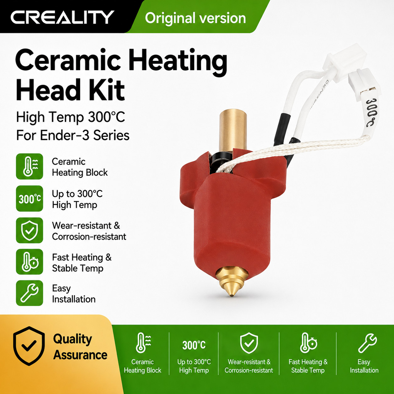 Creality Ceramic Heating Head Kit 300°C High Temperature Resistance for Ender-3 