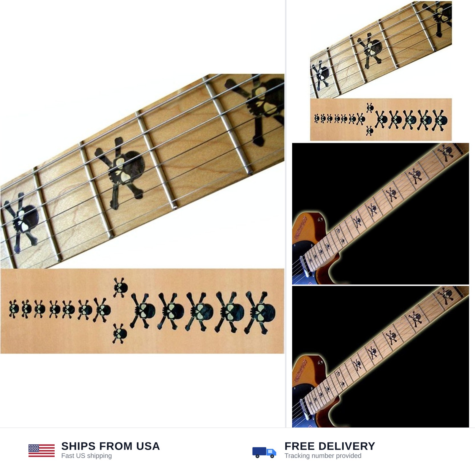 Jockomo Skull Black Pearl Guitar Inlay Sticker