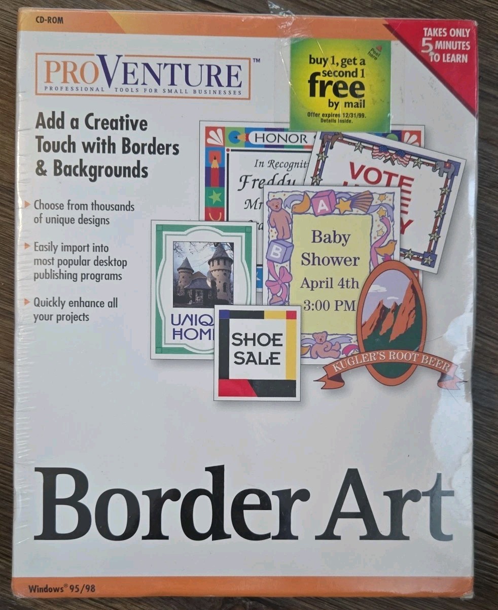 Proventure Border Art CD-ROM For Desktop Publishing Brand New In Factory Seal