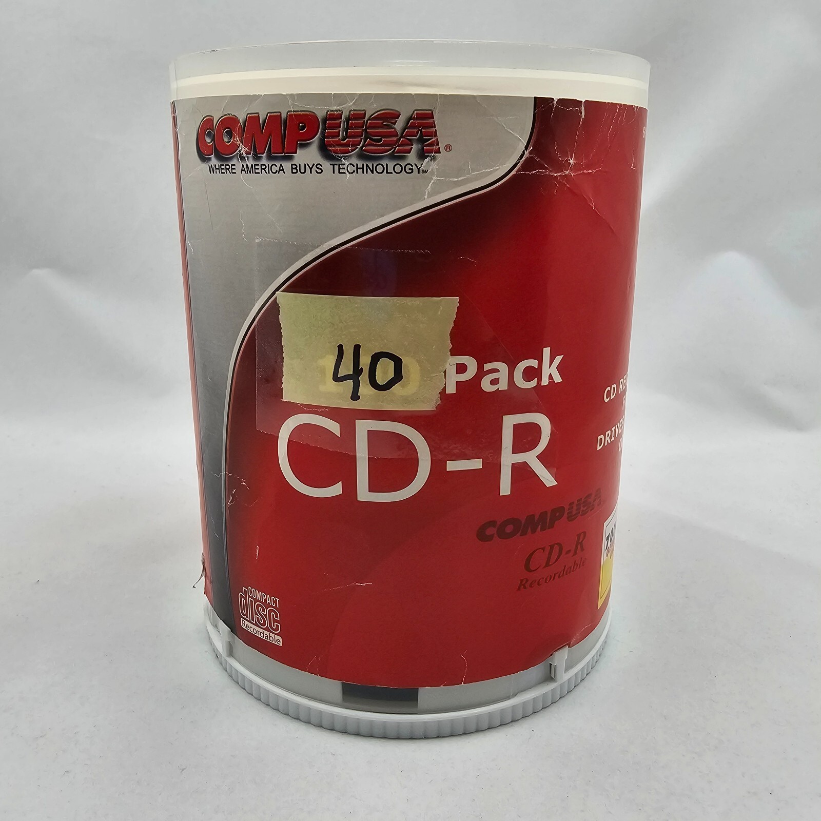 COMP USA 40-Pack Blank CD-R Recordable Compact Discs, 700MB, 80MIN, 48X, Taiwan