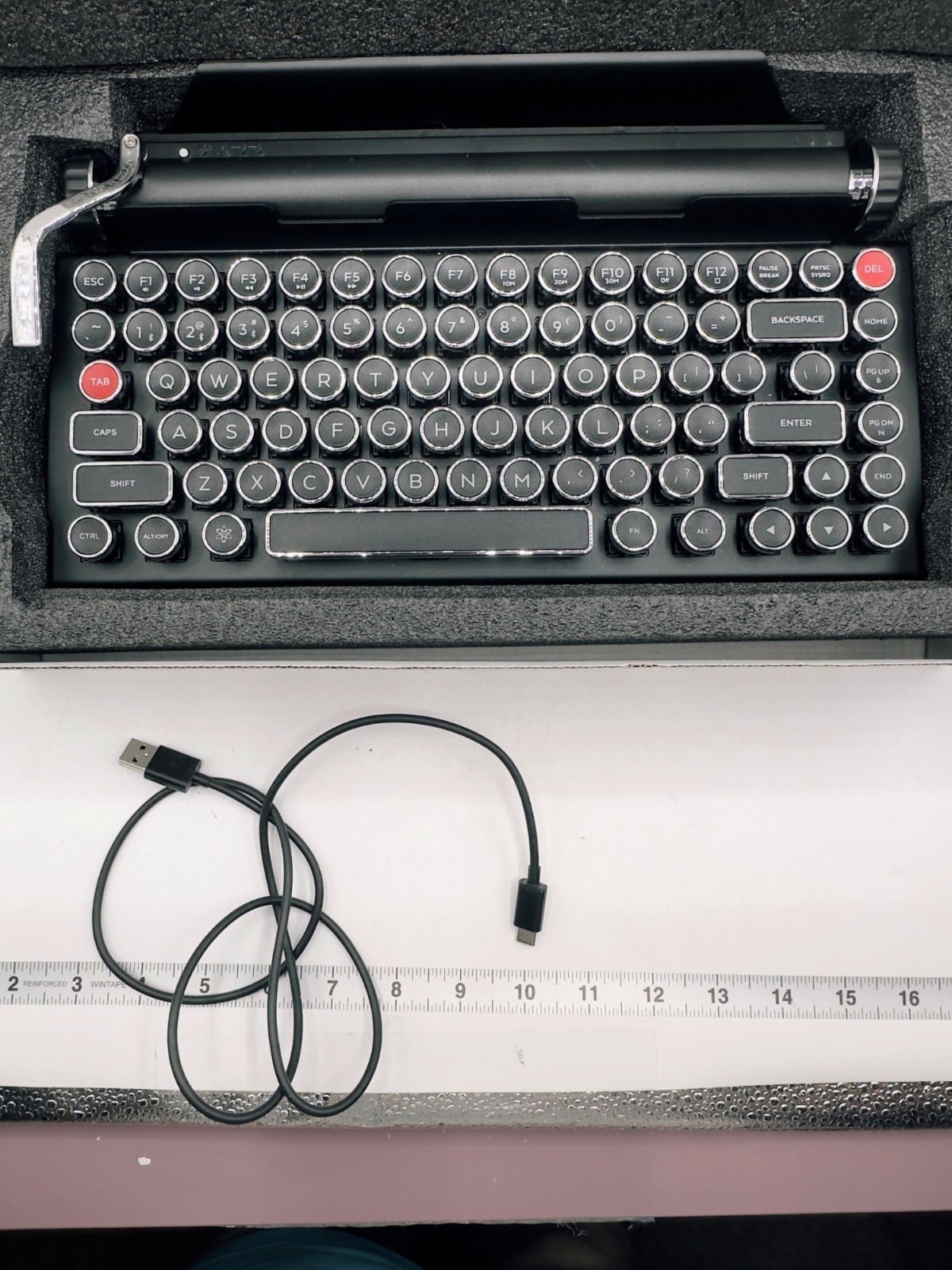 Qwerkywriter Typewriter Inspired Mechanical Keyboard Black USB C In Box IPad