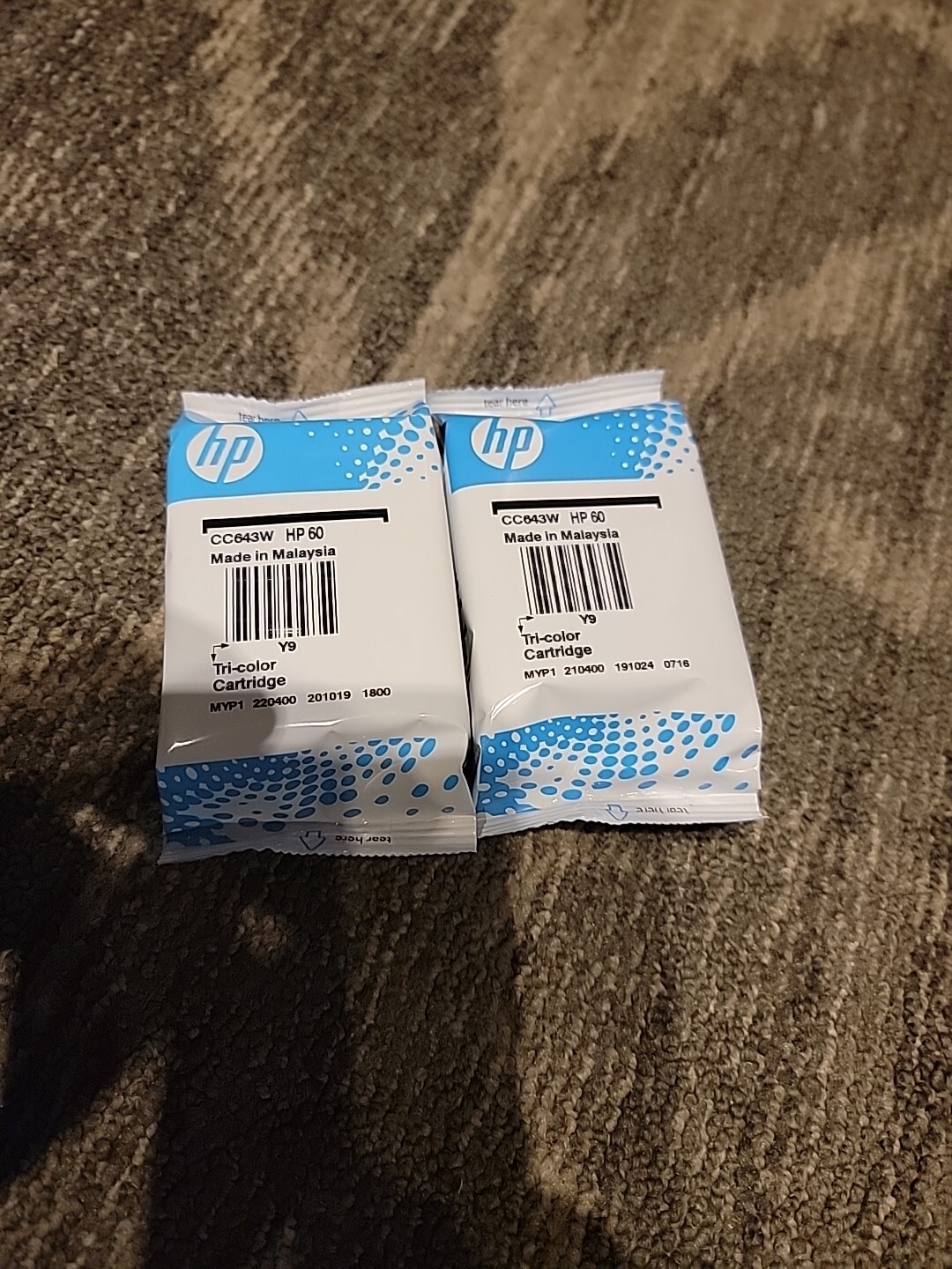 Genuine HP 60 2 Tri-Color Ink Cartridge Combo Pack New Exp 10/2022
