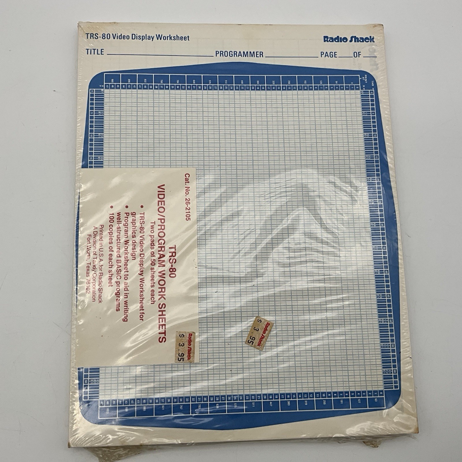 Vintage Radio Shack TRS-80 Video Program Worksheets 26-2105 Sealed NOS 100 Count