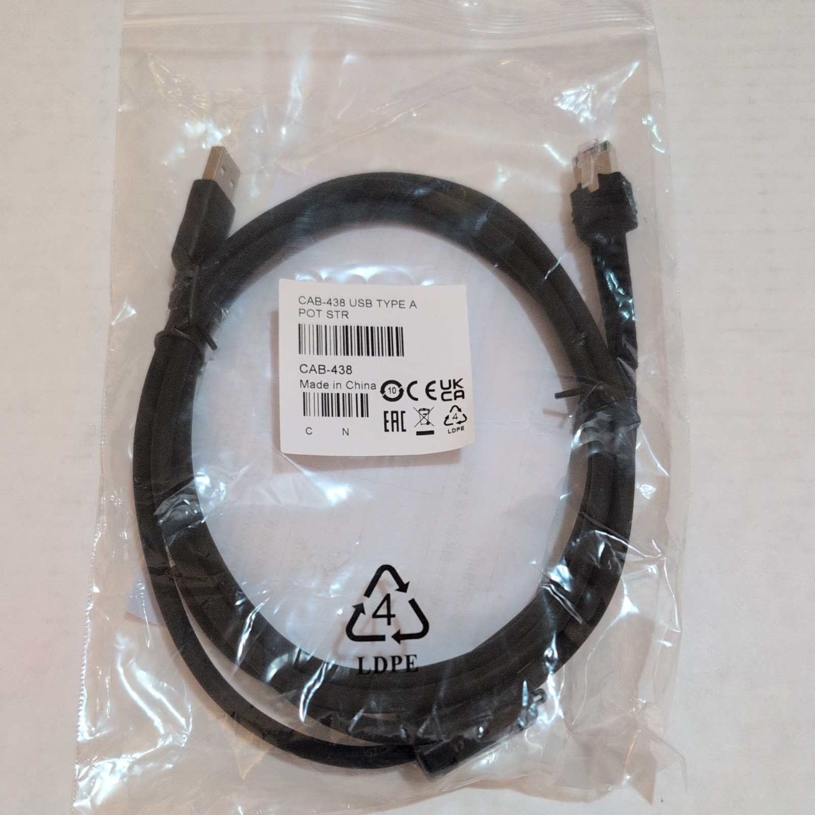 Datalogic CAB-438 Straight Cable - Type A USB - Data Transfer Cable New