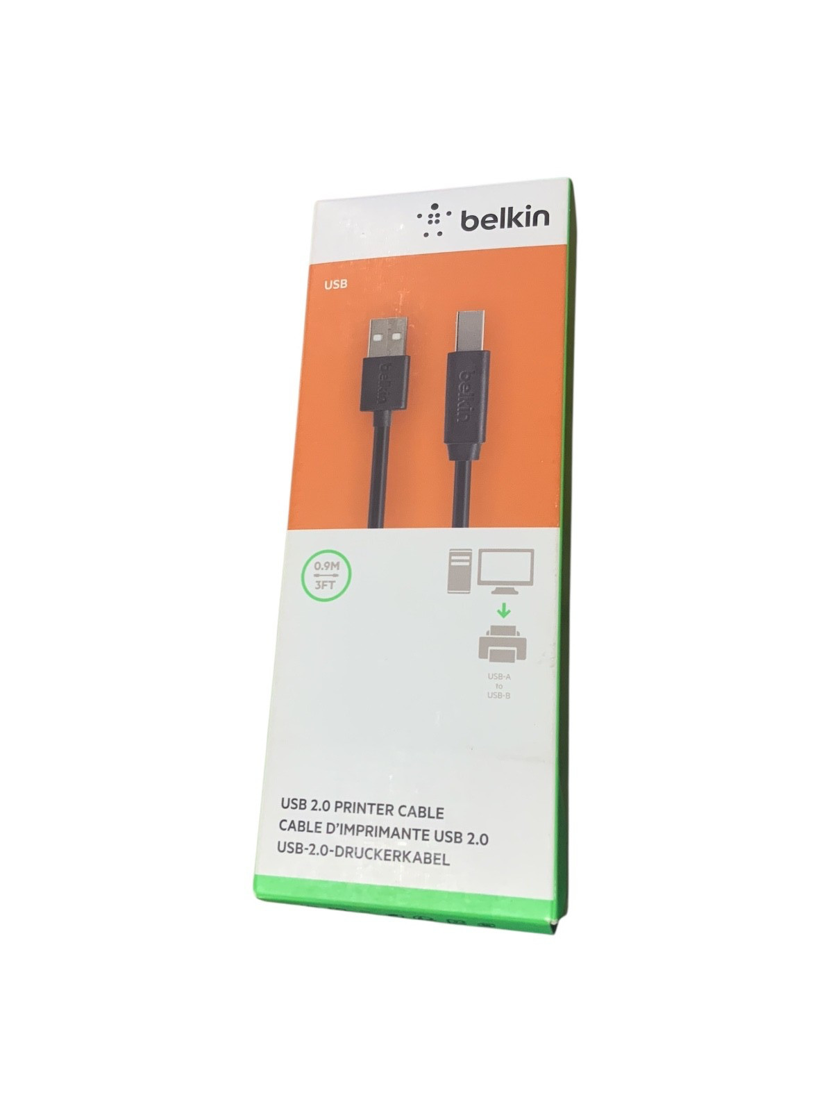 New BELKIN USB 2.0 Printer Cable 3 Feet Connect Computer To Printer PC Mac
