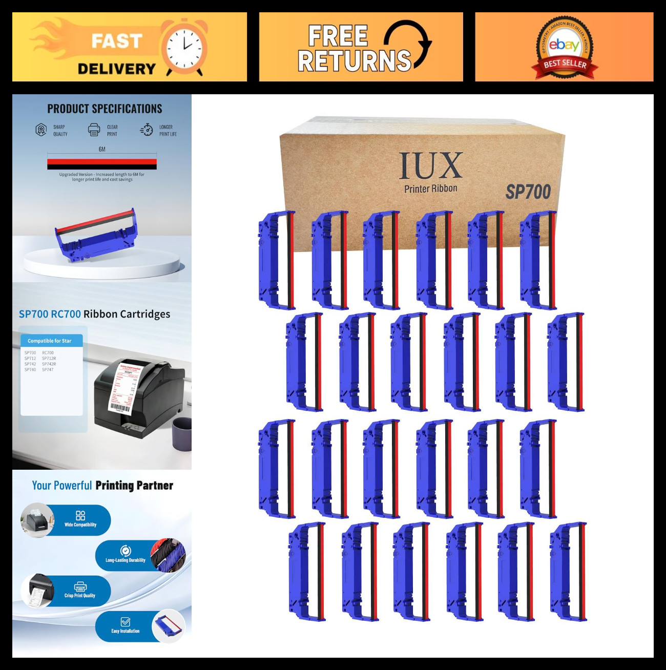 24-Pack Ink Ribbons for SP700, SP712, SP742, SP740 Printers - High-Quality Repla
