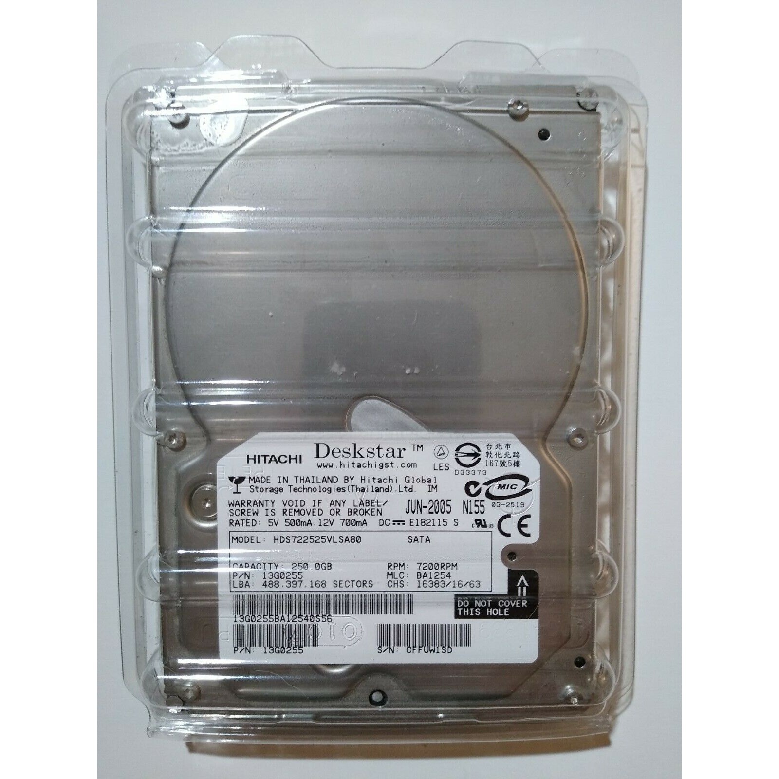 HITACHI DESKSTAR HDT722525VLSSA80 250GB 7200 RPM 3.5 INTERNAL HARD DRIVE
