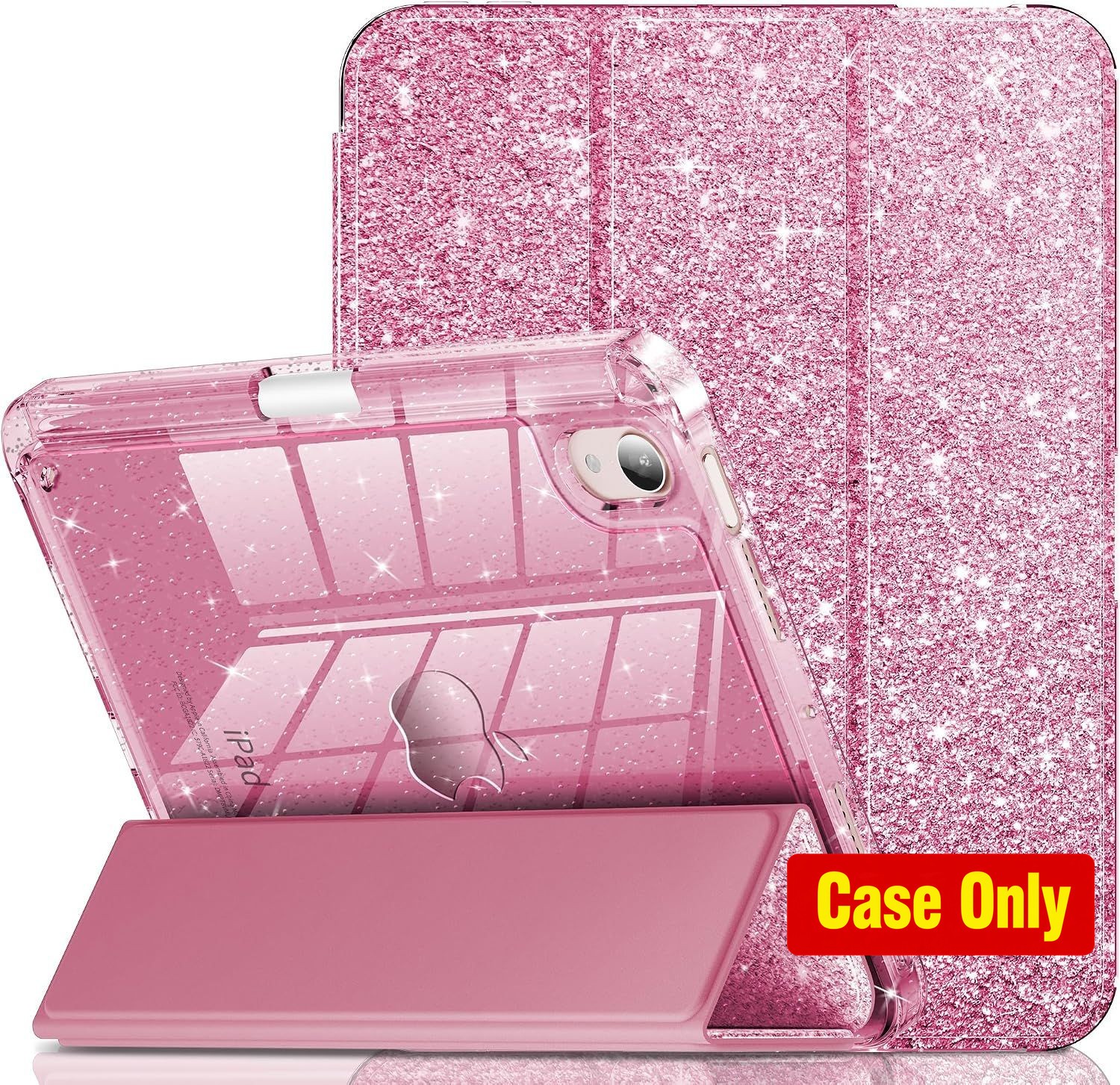 Glitter Cute Clear Protective Case for iPad Mini 6/7 8.3 Inch with Pencil Holder