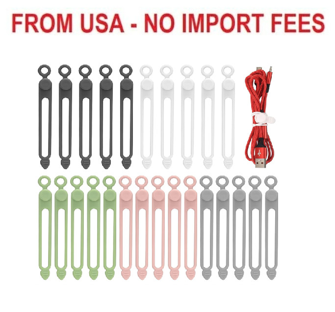 25 Pcs Silicone Cable Ties, Reusable Cable Straps Wire Organizer, Cable Manageme