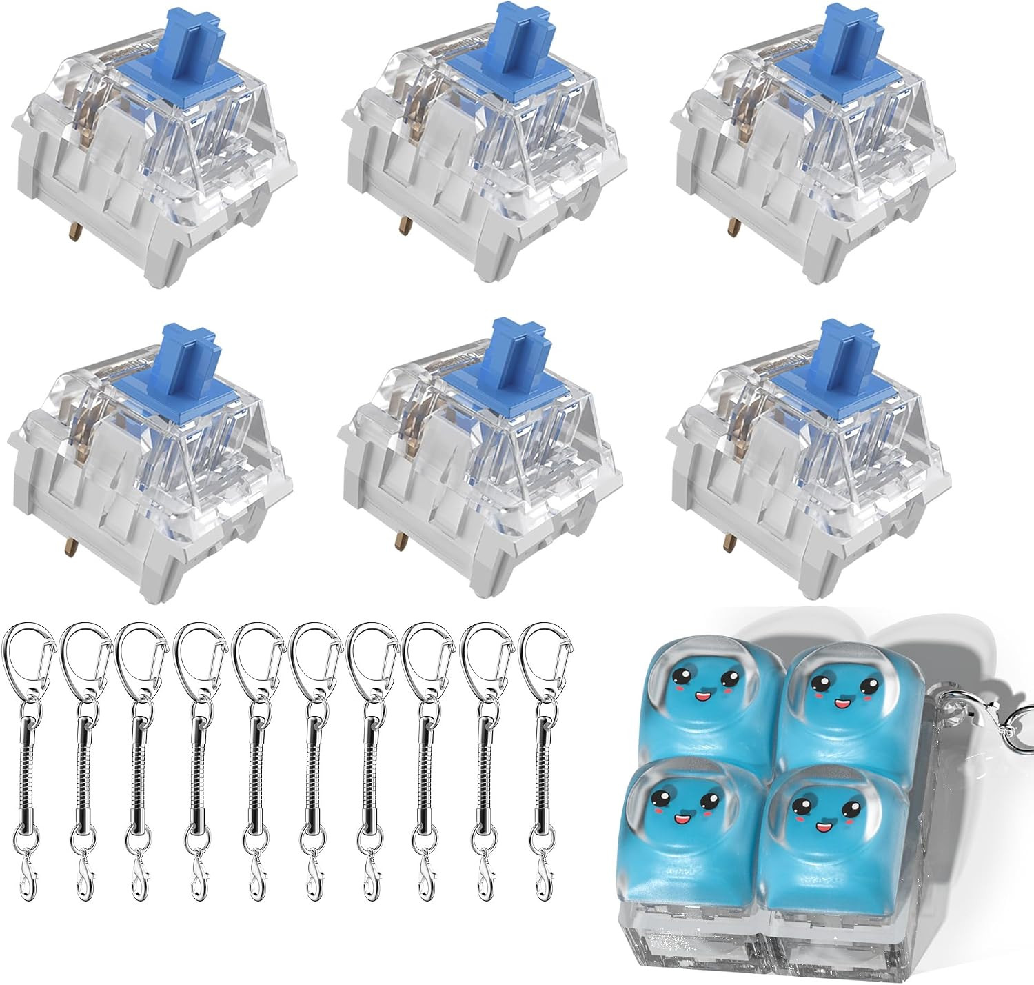 Zhouwang 150PCS Clickers for 3D Prints Blue Clicky Keyboard Switches | 3Pin 50Gf