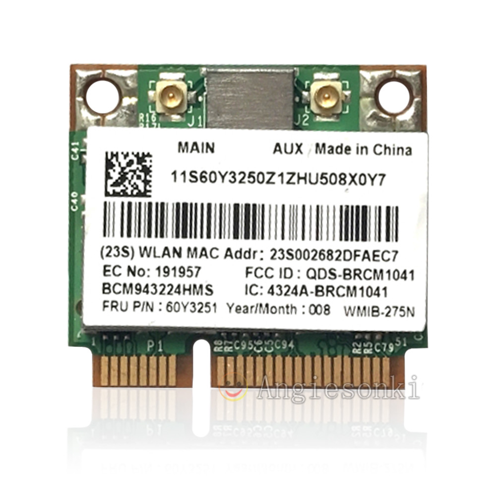 Broadcom BCM943224HMS FRU 60Y3251 Mini PCI-e Wireless WIFI Card Lenovo Laptop