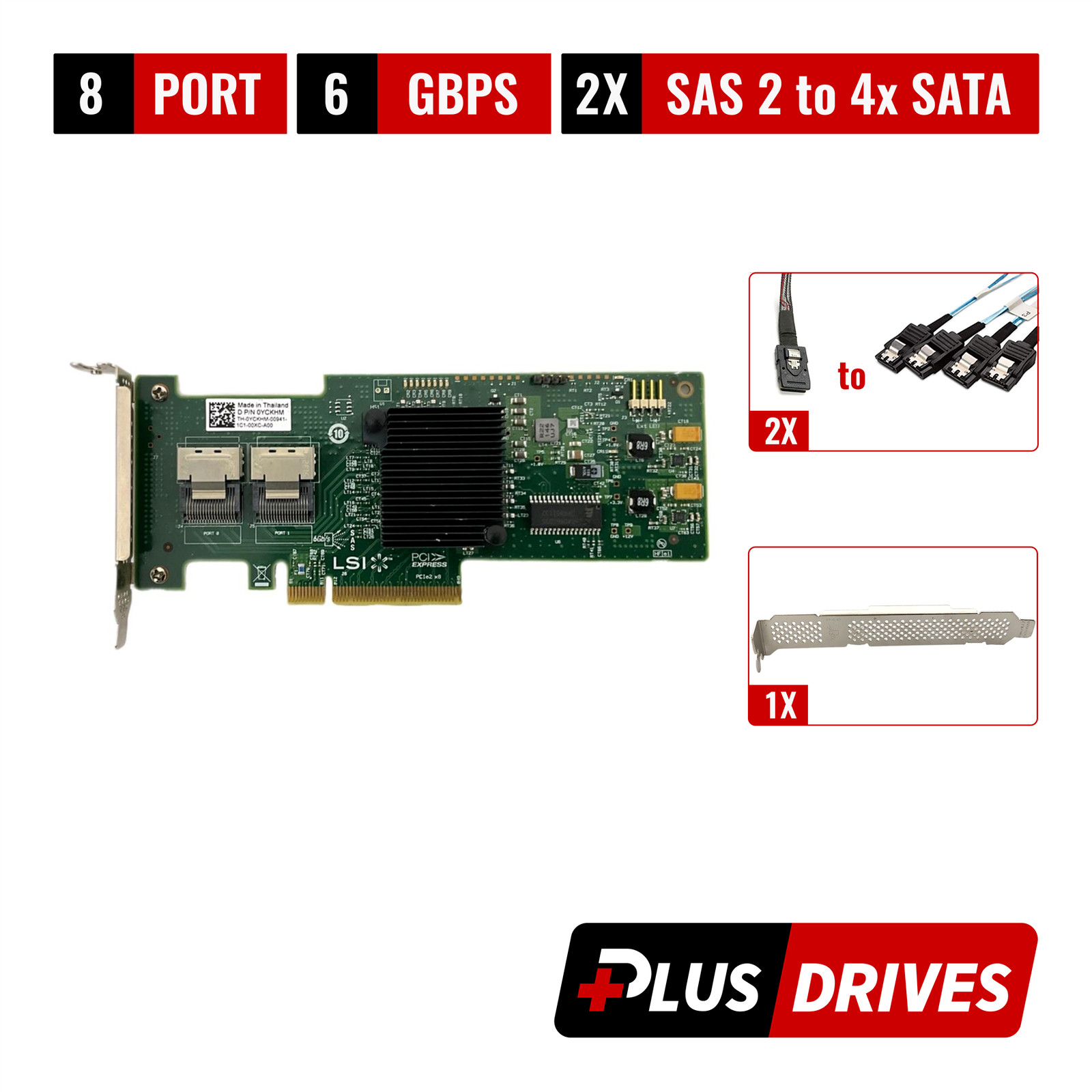 LSI 9210-8i 8 Port 6Gbps SAS 2 ZFS JBOD IT w/ Both Bracket & 2x SAS 2 to 4x SATA