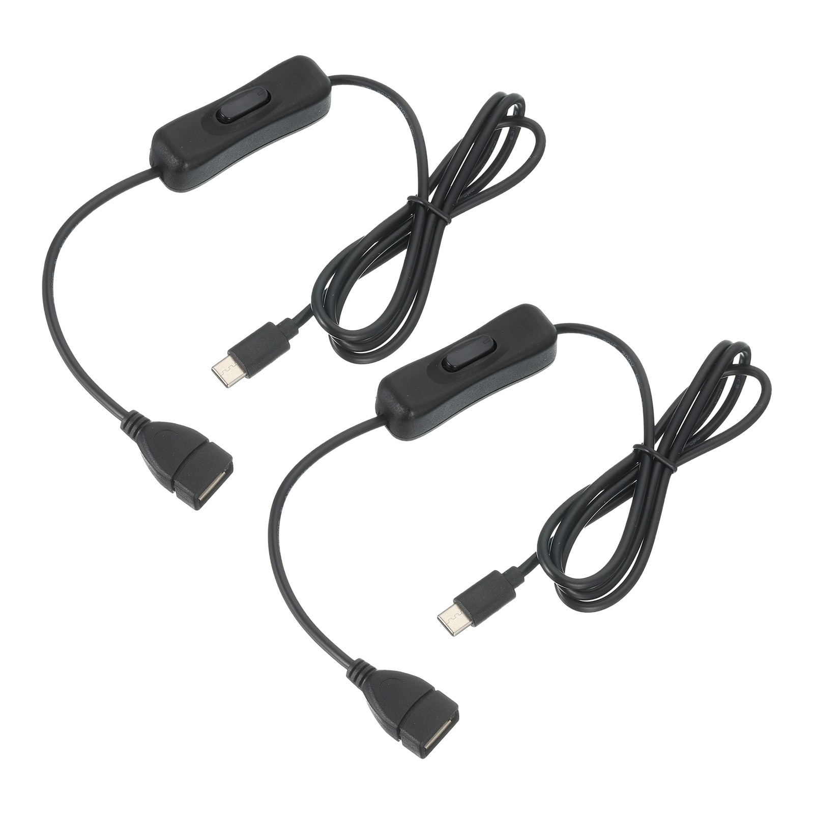 3.28ft USB Extension Cable Type C to USB Female 66W Data Power Cord Black 2pcs