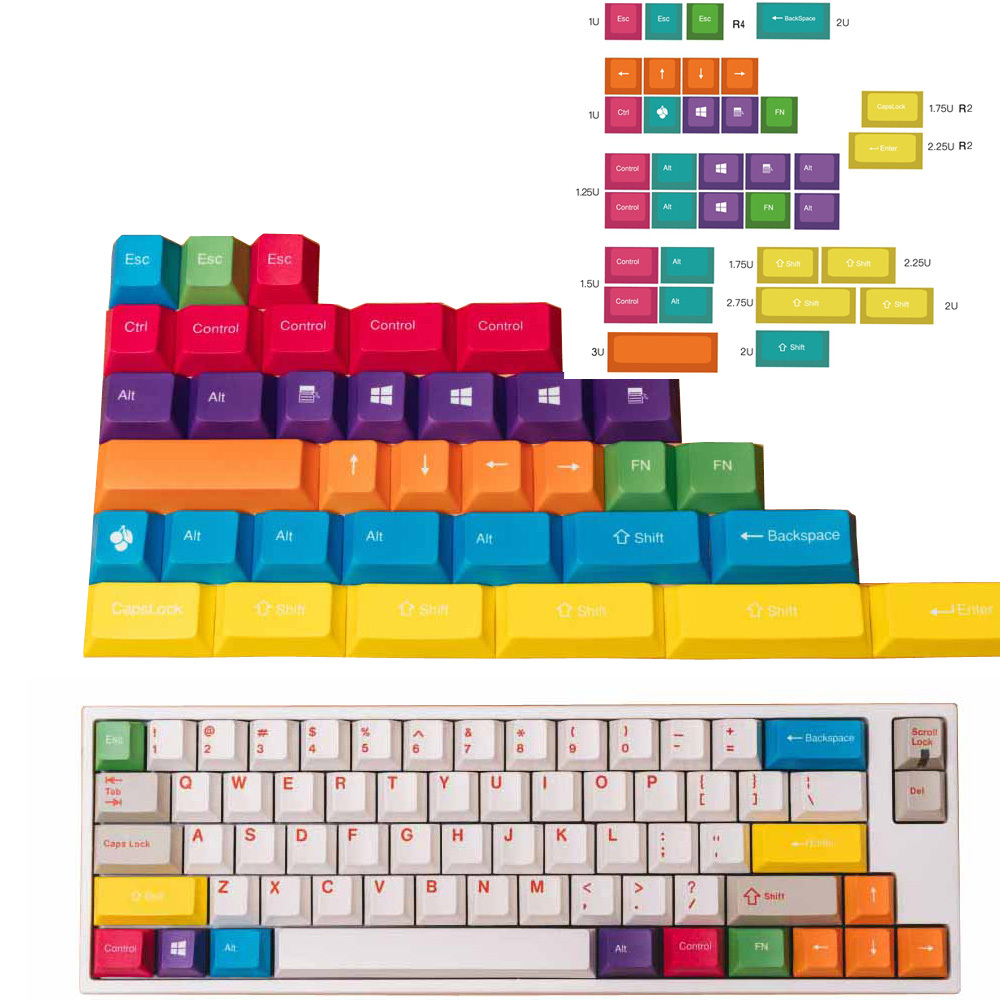 35 keys CMYW Extra Replacement Modifier Keycaps PBT Cherry profile 