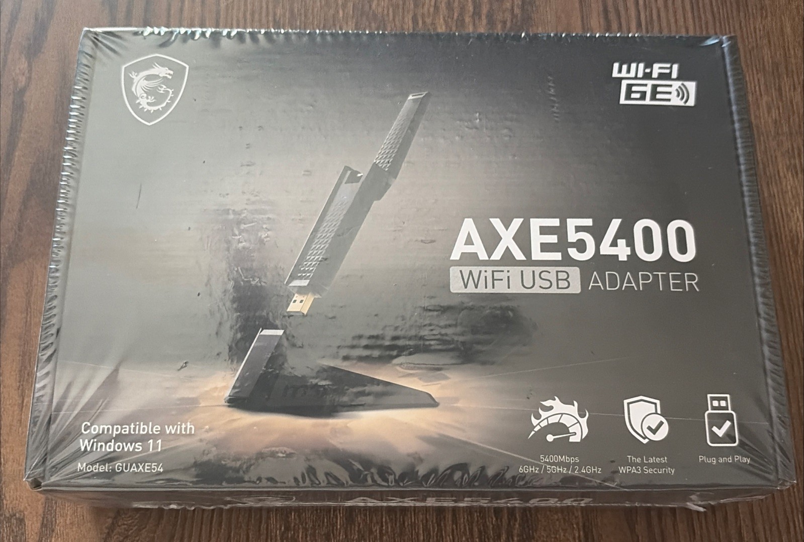 MSI AXE5400 WiFi 6E USB Adapter Tri-Band 6GHz 5GHz 2.4GHz - NEW SEALED