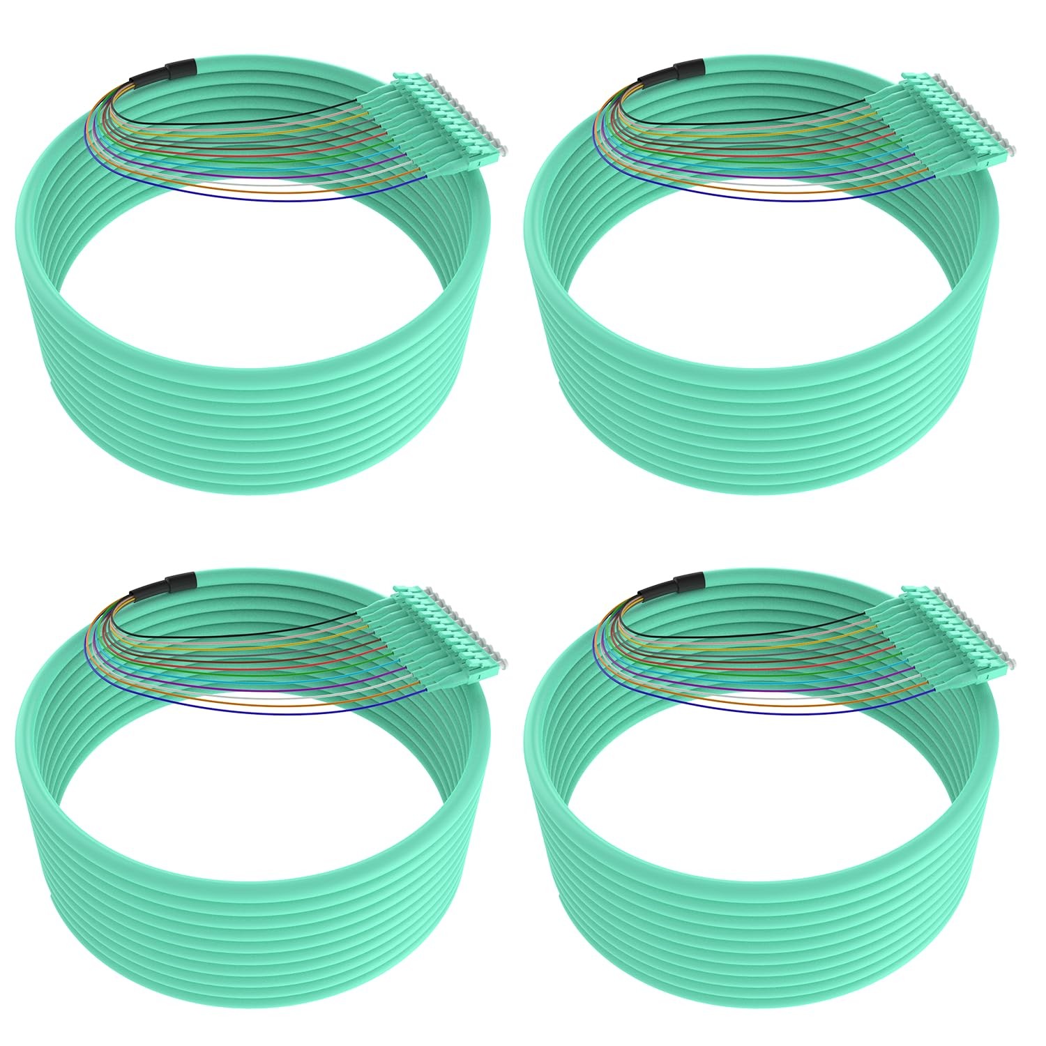 4 PCS LC UPC 12 Strand Multimode Fiber Optic Pigtail OM3/OM4 50/125 1.5m 5ft
