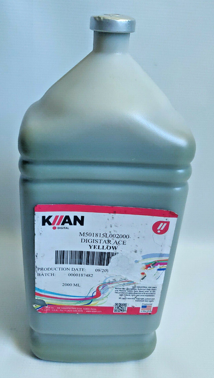 2L / 2000mL Yellow Dye Sublimation Ink - Kiian Digistar Ace - 09/2015 Prod. Date