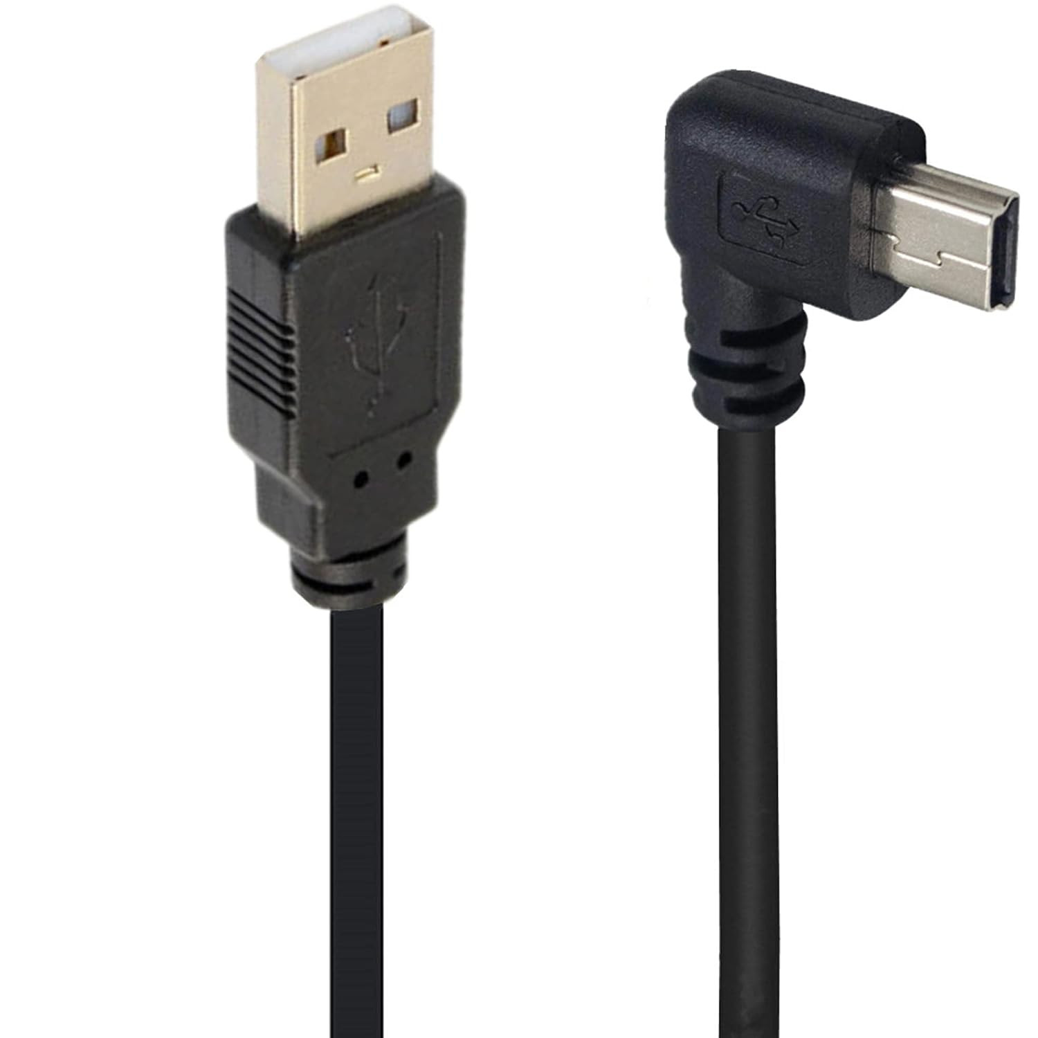 90 Degree Mini USB Extension Cable Black Left Angle 4.9FT | Mini 5Pin USB B