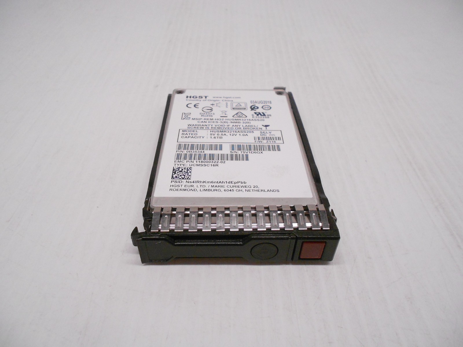HGST 1.6TB SSD SAS 2.5" 12Gbps Server Hard Drive HP DL360 DL380 G8 G9 G10