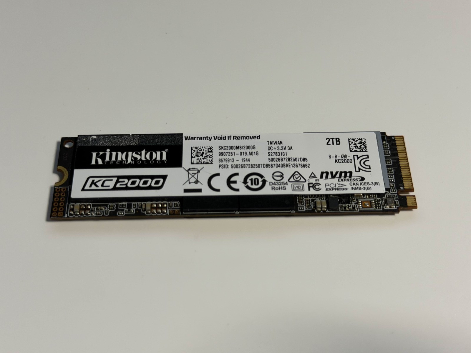 Used - Kingston NV2 2TB M.2 NVMe SSD PCIe Gen4 x4 (KC2000)