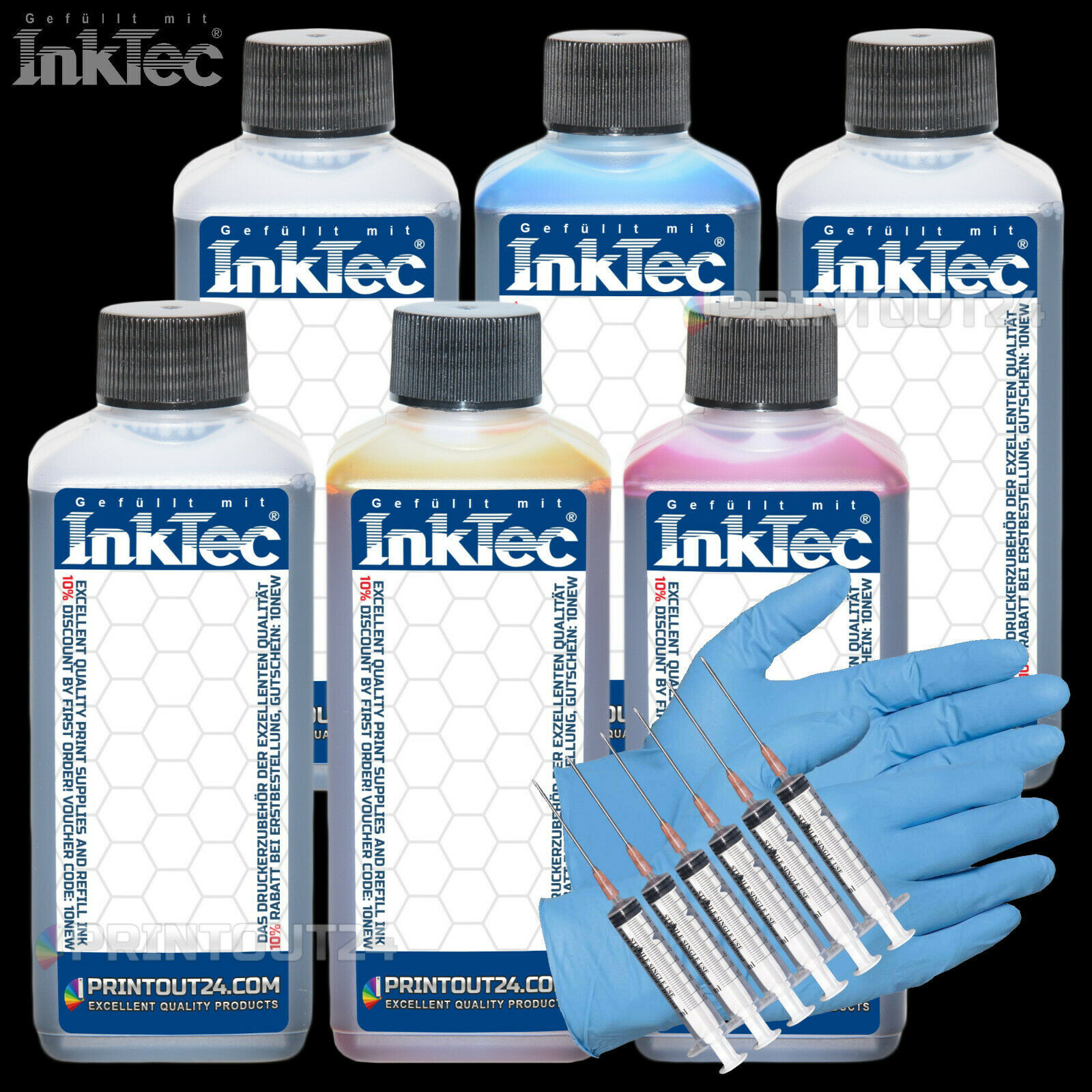 6 x 250ml InkTec® Refill Ink for HP 72XL Designjet T620 T770 T790 T2300