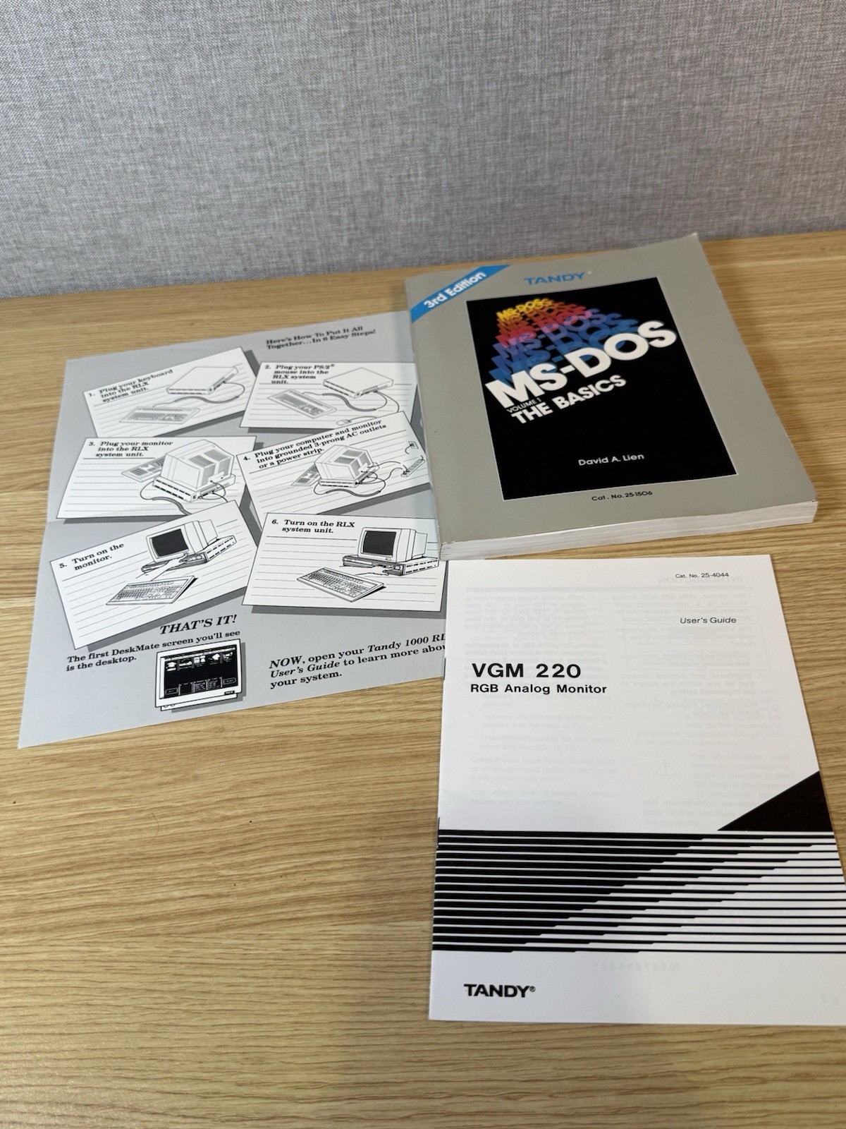 Vintage Tandy 1000 RLX Manual Lot MS-DOS The Basics VGM 220 Monitor Quick Start
