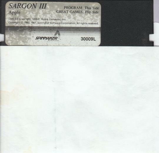 Sargon III 3 APPLE II FLOPPY Spinnaker chess board strategy learn play move game