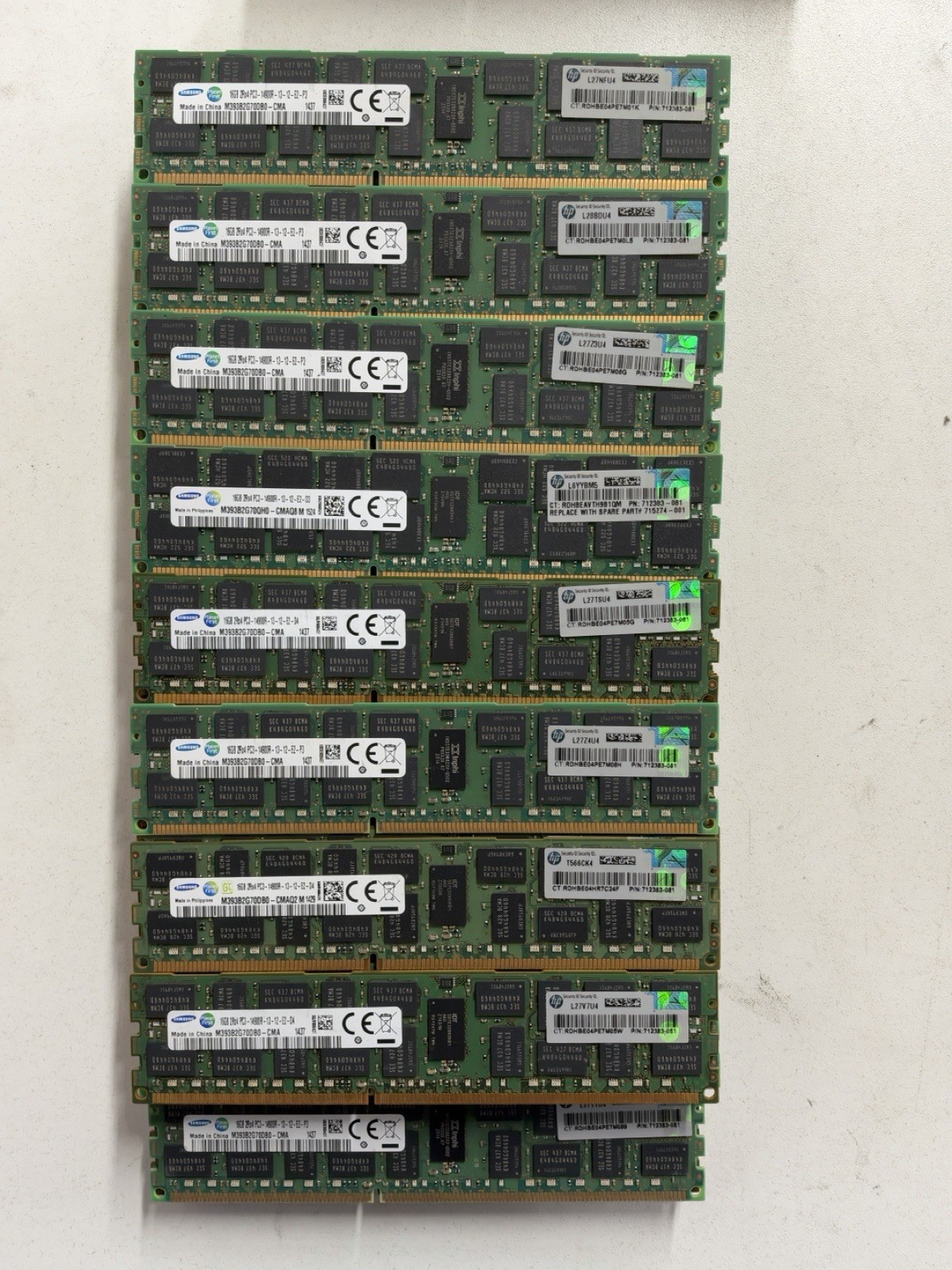 HP/Samsung 16GB 2RX4 PC3-14900R DDR3 Server Memory M393B2G70DB0-CMA LOT OF 85