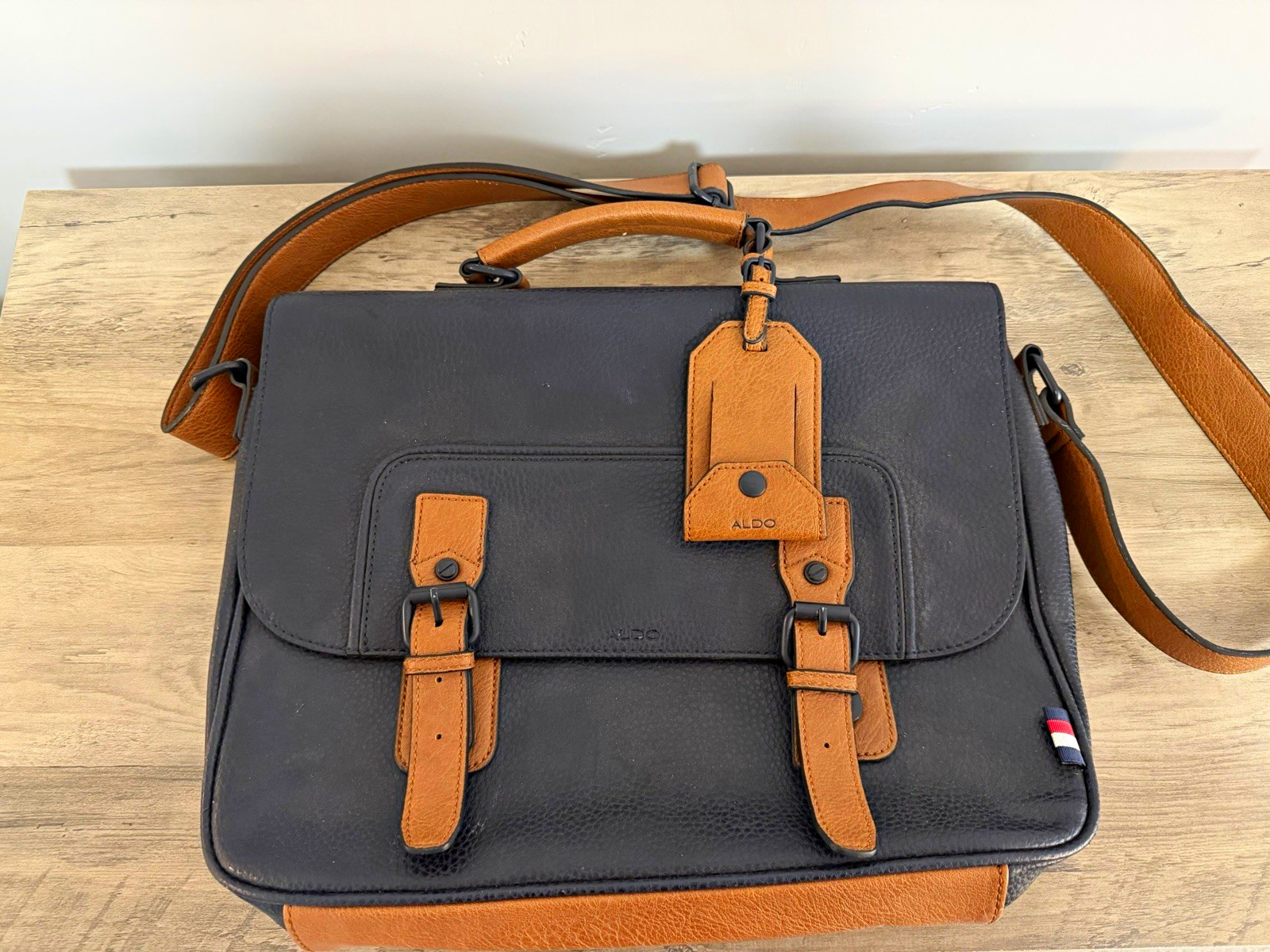 ALDO Messenger Bag Black Brown Satchel Shoulder Crossbody Work School Bag