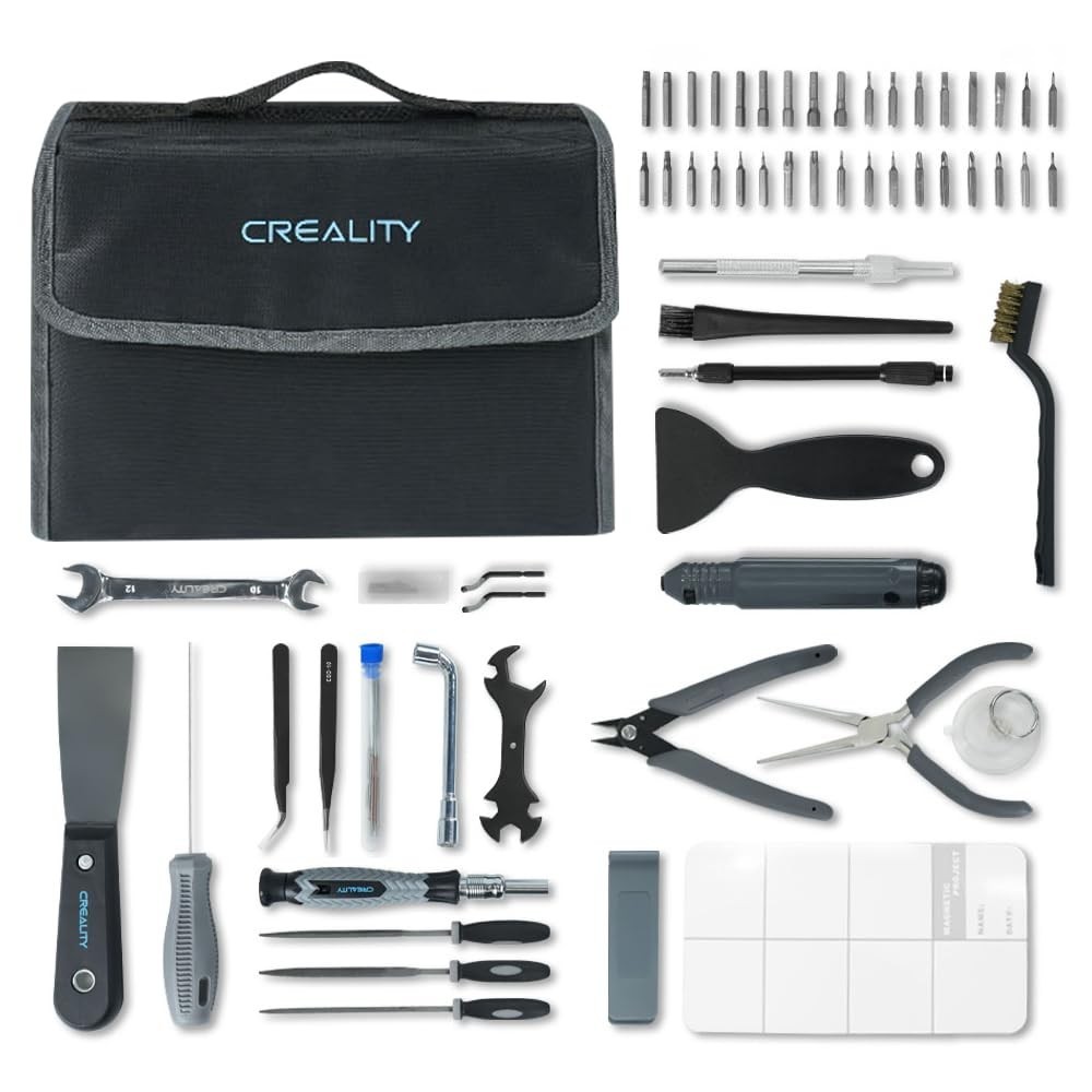 Complete 74-Piece Creality 3D Printer Toolkit with Nozzle Cleaners & Storage Bag