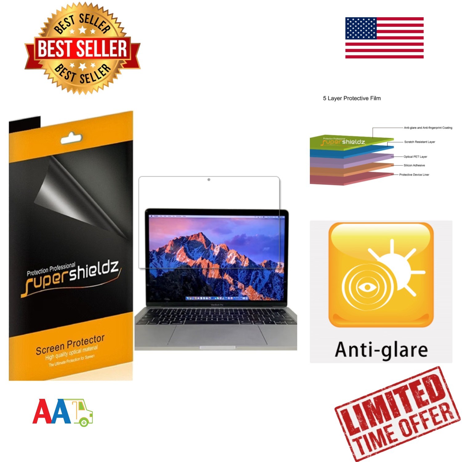 13" MacBook Pro Screen Protector 3 Pack Matte Anti-Glare 2016-2022