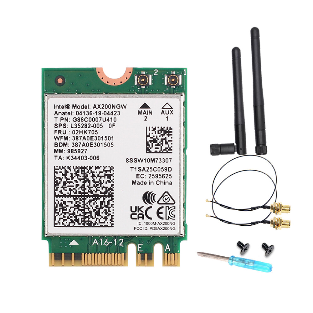 WiFi 6 AX200NGW M.2 Wireless 802.11ax Network Module Bluetooth 5.2 + Antenna Set