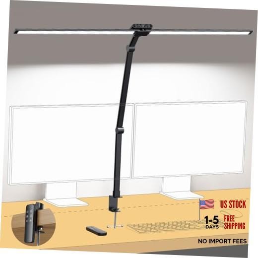 LED Desk Lamp with Clamp, 29.55'' Tall Desk Light with Remote, 1500LM Black