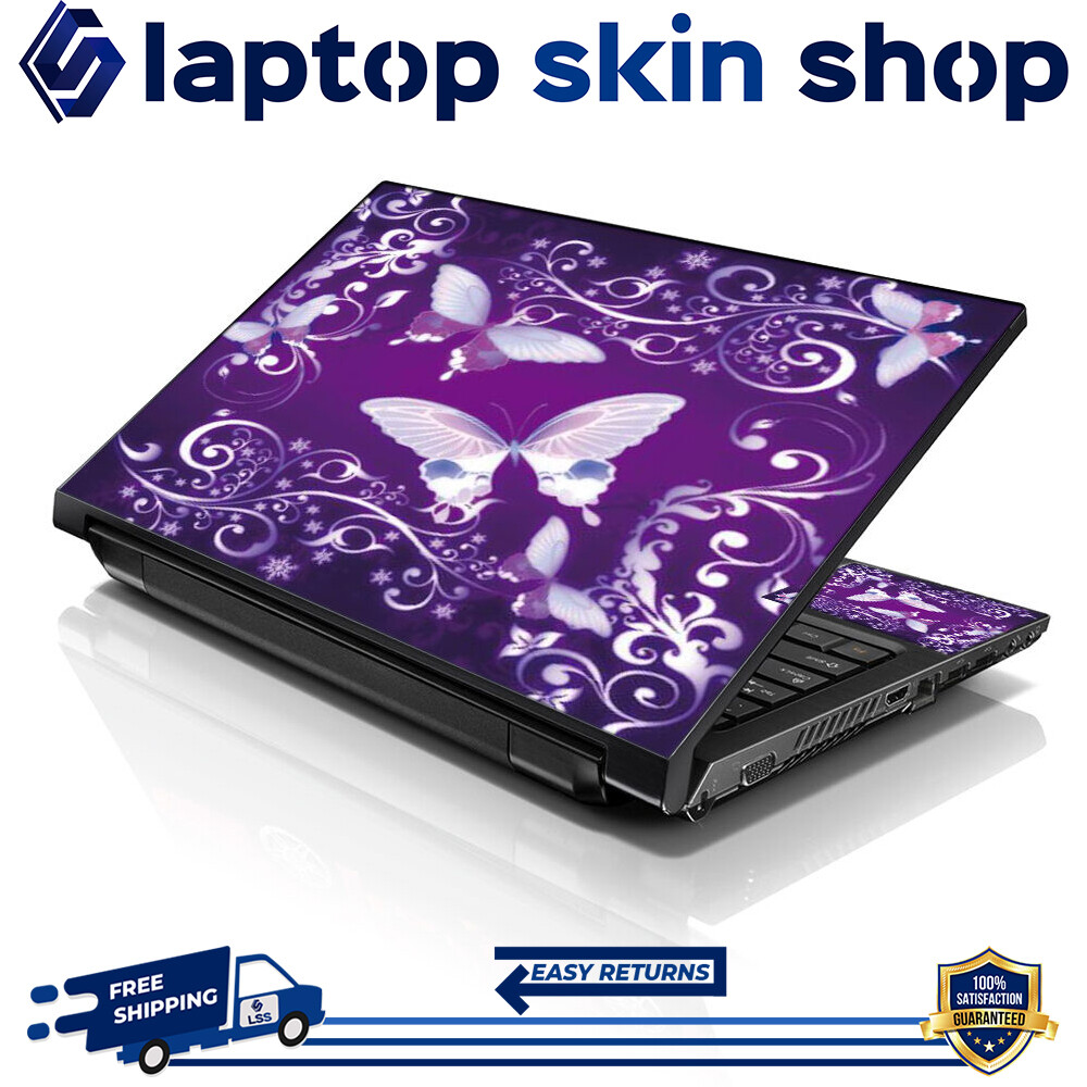 Laptop Skin Sticker Notebook Decal Purple Butterfly for Dell Apple Asus 13"-16"