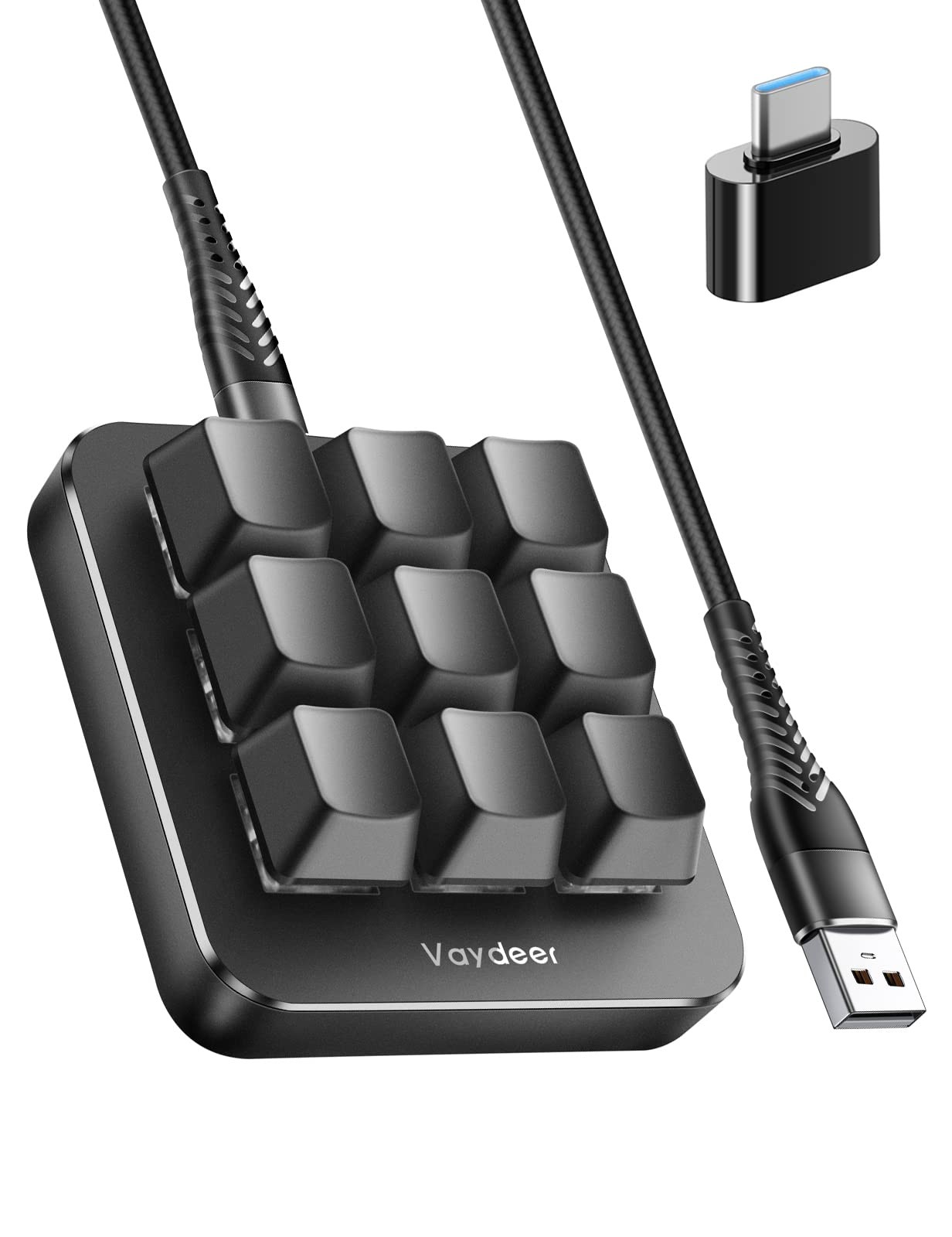 Vaydeer One Handed Mechanical Keyboard 9 Programmable Keys
