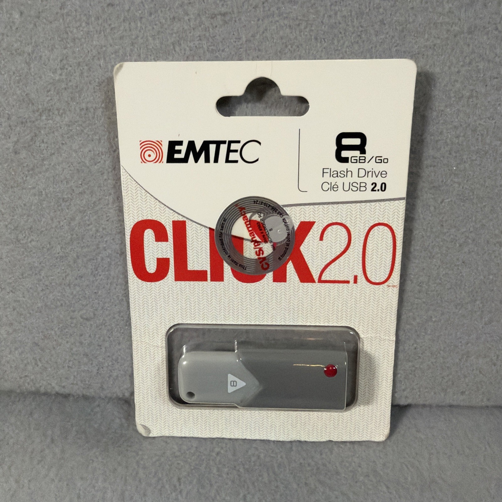 EMTEC CLICK 2.0 8GB USB 2.0 USB Interface Flash Drive - Gray