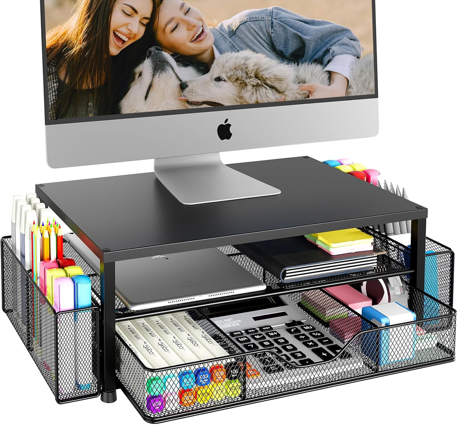OPNICE Desk Organizer and Accessories, 2-Tier Computer Monitor Stand Riser with