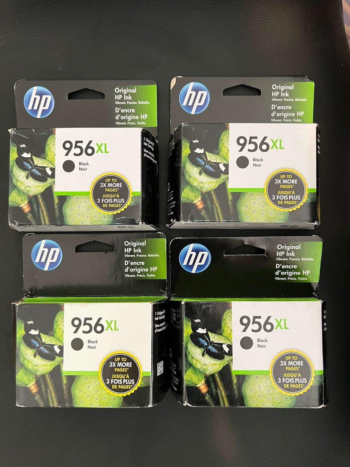 Set 4.  Exp 2020 Genuine HP 956XL Bk Ink OfficeJet Pro 7720 8210 8720 8725 8740.