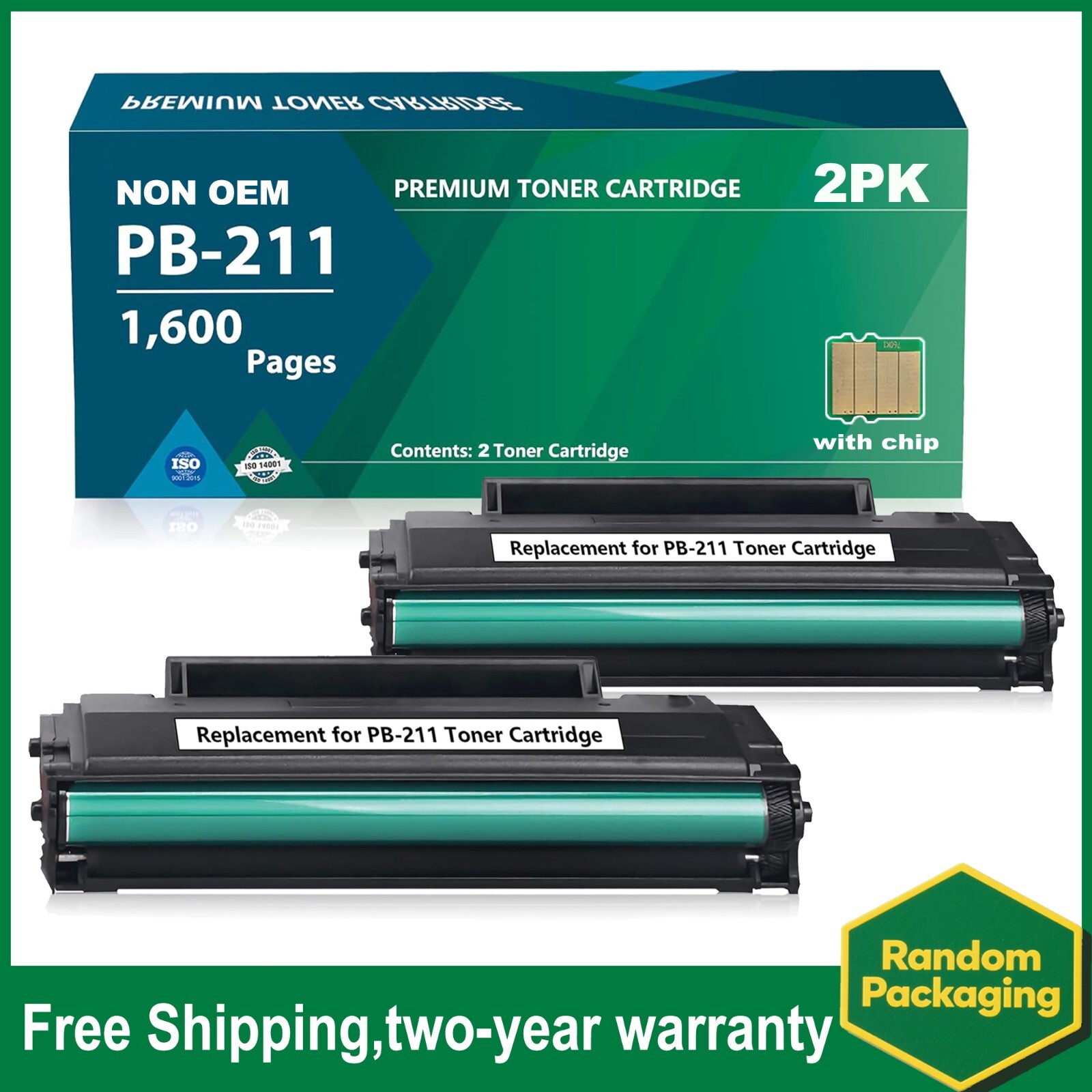 2PK PB-211 Toner With Chip For Pantum  P2500W M6500N M6550NW M6600NW