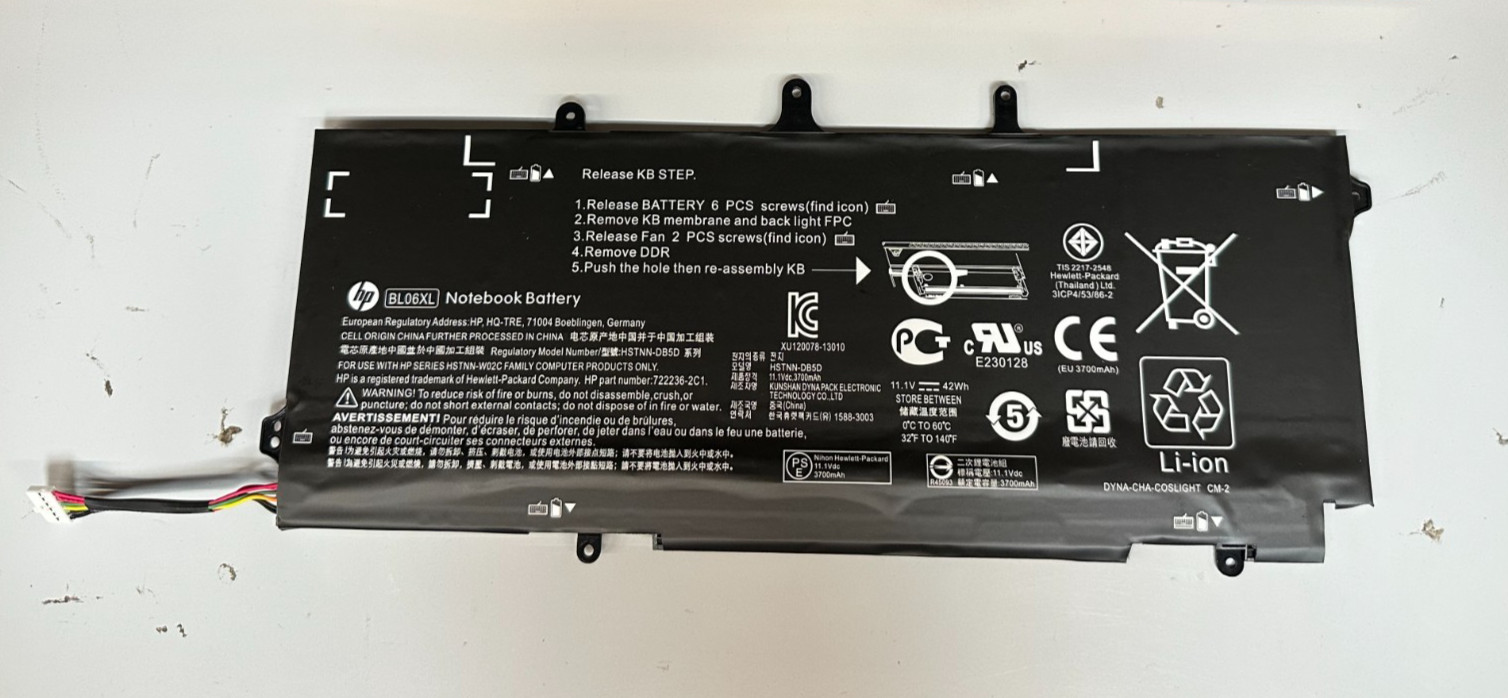 Genuine 42Wh BL06XL Battery For HP EliteBook Folio 1040 G0 G1 G2 HSTNN-DB5D NEW