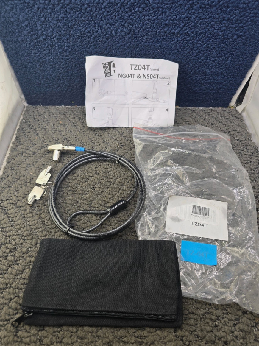Lot (10) Noble Locks TZ04T Compact Wedge Lock w Barrel Key 6-feet Cable Laptop