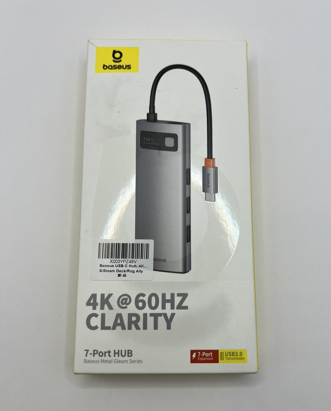 Baseus USB C Hub, 4K@60Hz HDMI USB C Docking Station, 7 in 1 USB Hub with 3 USBs
