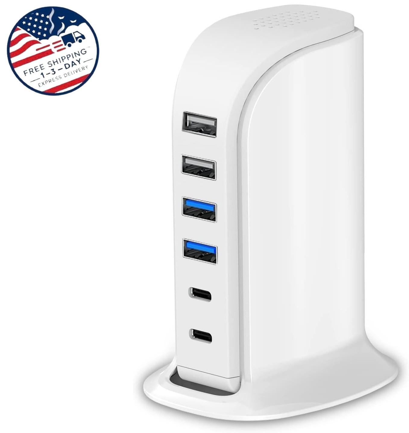 Cargador USB multidispositivo de 45 W, bloque de carga rápida con dos puertos ti