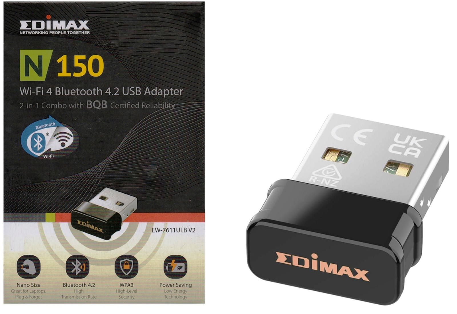 Edimax N150 Wi-Fi Bluetooth 4.2 USB Adapter EW-7611ULB V2